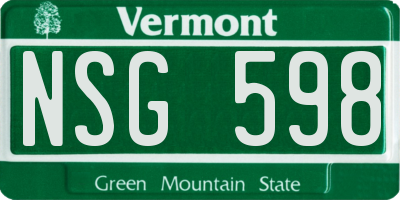 VT license plate NSG598