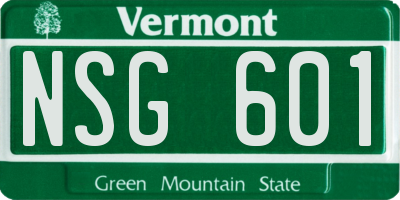 VT license plate NSG601