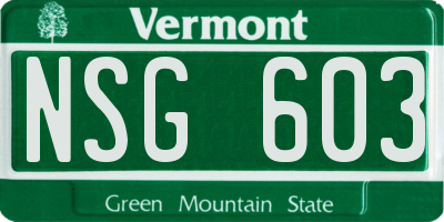 VT license plate NSG603