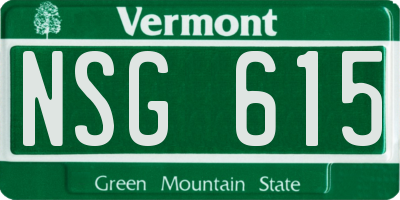 VT license plate NSG615