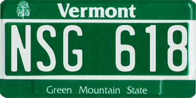 VT license plate NSG618