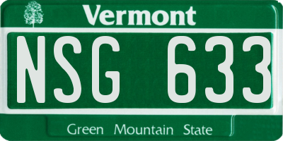 VT license plate NSG633