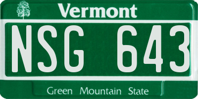 VT license plate NSG643