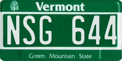 VT license plate NSG644