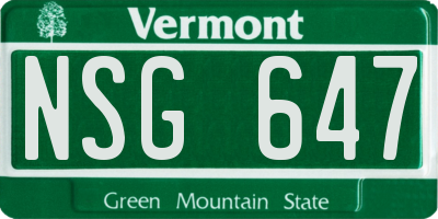VT license plate NSG647