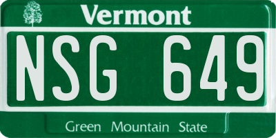VT license plate NSG649