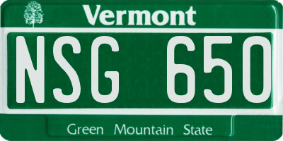 VT license plate NSG650