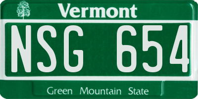 VT license plate NSG654
