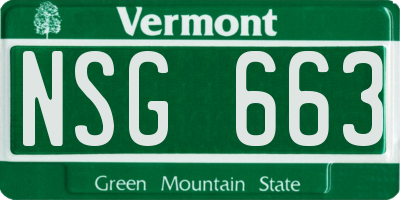 VT license plate NSG663