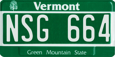 VT license plate NSG664