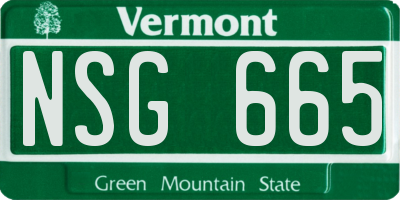 VT license plate NSG665