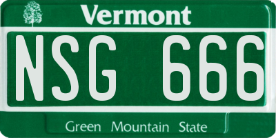 VT license plate NSG666