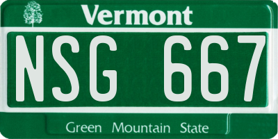 VT license plate NSG667