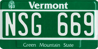 VT license plate NSG669