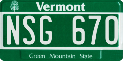 VT license plate NSG670