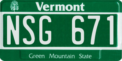 VT license plate NSG671
