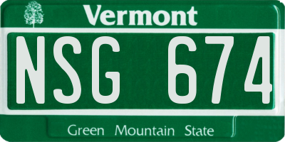 VT license plate NSG674