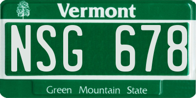 VT license plate NSG678