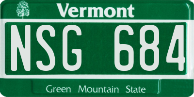 VT license plate NSG684