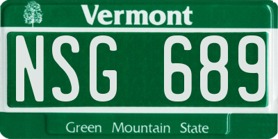 VT license plate NSG689