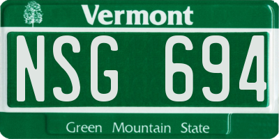 VT license plate NSG694