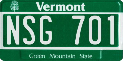 VT license plate NSG701