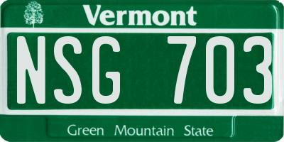 VT license plate NSG703