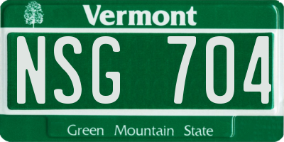 VT license plate NSG704