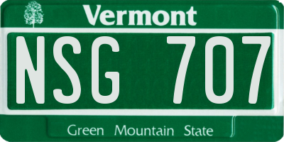 VT license plate NSG707