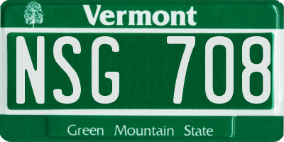 VT license plate NSG708