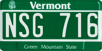 VT license plate NSG716