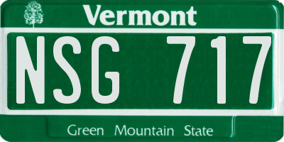 VT license plate NSG717