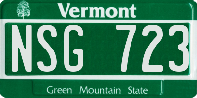 VT license plate NSG723