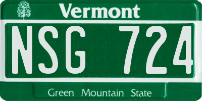 VT license plate NSG724