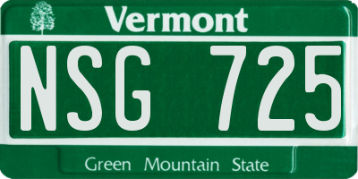 VT license plate NSG725