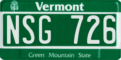 VT license plate NSG726