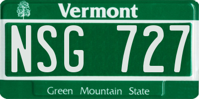 VT license plate NSG727