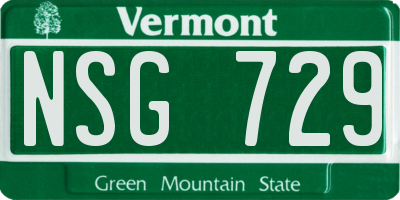 VT license plate NSG729