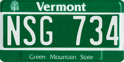 VT license plate NSG734