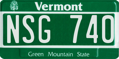 VT license plate NSG740
