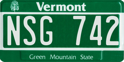 VT license plate NSG742