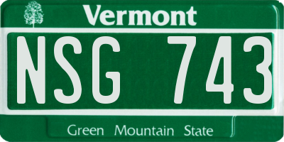 VT license plate NSG743