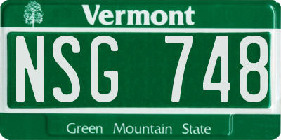 VT license plate NSG748