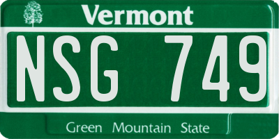 VT license plate NSG749