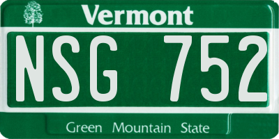 VT license plate NSG752