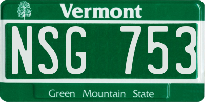 VT license plate NSG753