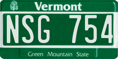 VT license plate NSG754