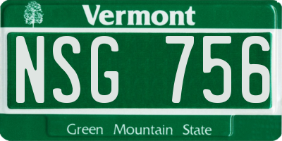VT license plate NSG756