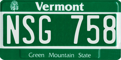 VT license plate NSG758