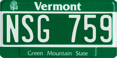VT license plate NSG759